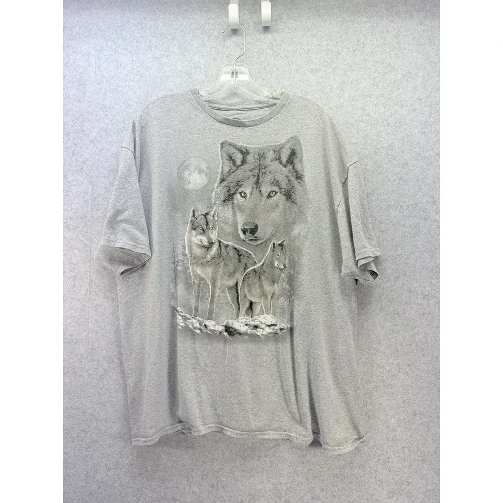 Wolf Big Face Gray T-Shirt Men's 2XL - Picture 1 of 7